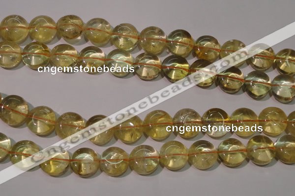 CCR233 15.5 inches 14mm flat round natural citrine gemstone beads