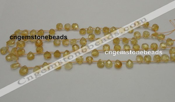 CCR31 15.5 inches 8*10mm faceted briolette natural citrine beads