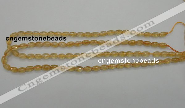 CCR32 15.5 inches 6*8mm faceted rice natural citrine gemstone beads