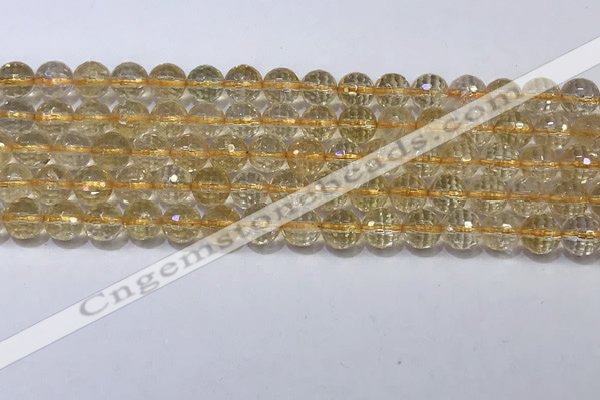 CCR338 15.5 inches 6mmm faceted round citrine gemstone beads