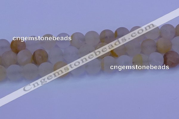 CCR375 15.5 inches 14mm round matte citrine beads wholesale