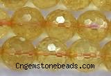 CCR386 15 inches 8mm faceted round citrine beads wholesale