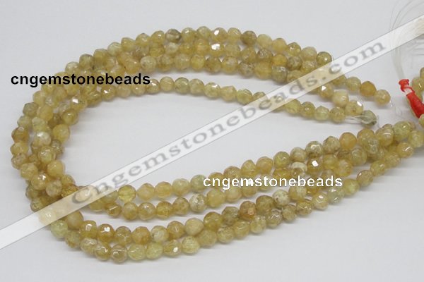 CCR83 15.5 inches 8mm faceted round citrine gemstone beads wholesale