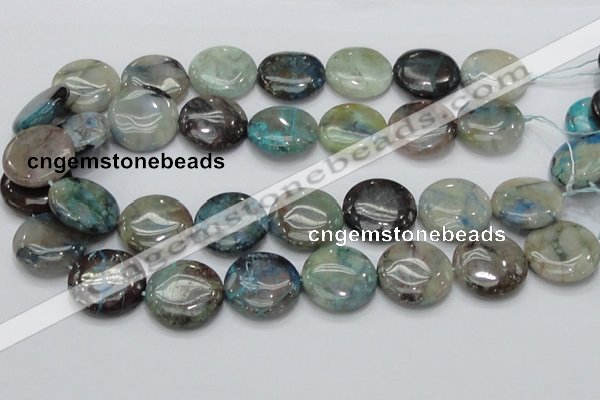 CCS06 15.5 inches 25mm flat round natural chrysocolla gemstone beads