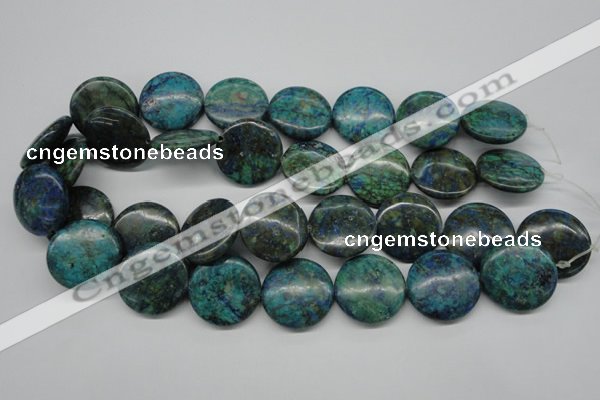 CCS162 15.5 inches 25mm flat round dyed chrysocolla gemstone beads