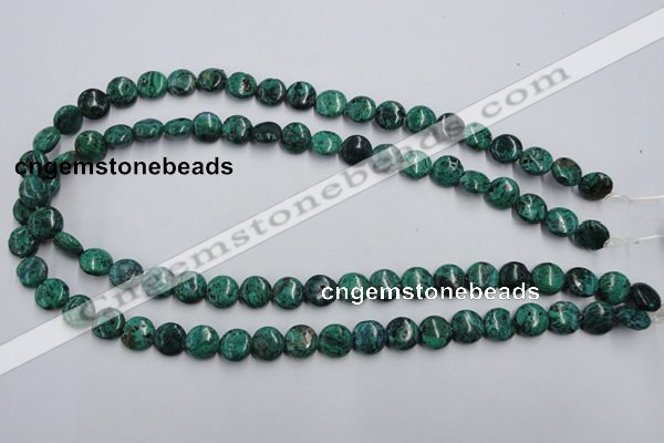 CCS211 15.5 inches 10mm flat round natural Chinese chrysocolla beads