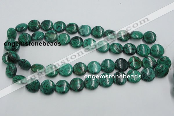 CCS214 15.5 inches 16mm flat round natural Chinese chrysocolla beads