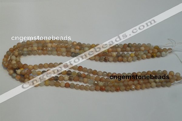 CCS310 15.5 inches 6mm faceted round natural sunstone beads