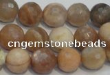 CCS313 15.5 inches 12mm faceted round natural sunstone beads