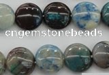 CCS39 15.5 inches 14mm flat round natural chrysocolla gemstone beads