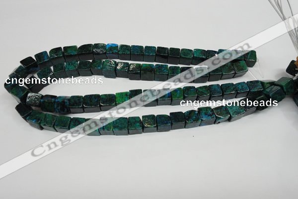 CCS420 15.5 inches 10*10mm cube dyed chrysocolla gemstone beads