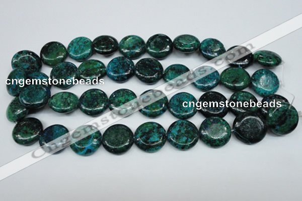 CCS437 15.5 inches 20mm flat round dyed chrysocolla gemstone beads