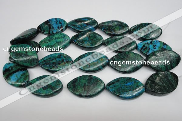 CCS485 15.5 inches 25*40mm twisted marquise dyed chrysocolla gemstone beads