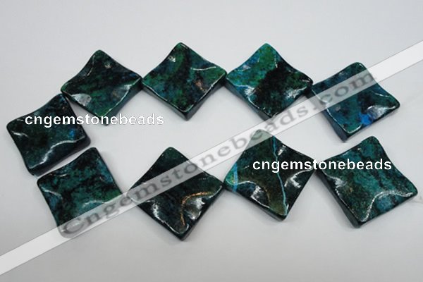 CCS488 15.5 inches 32*32mm wavy diamond dyed chrysocolla gemstone beads