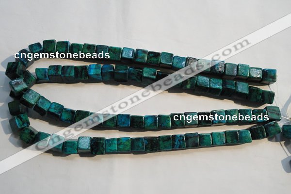 CCS614 15.5 inches 10*10mm cube dyed chrysocolla gemstone beads