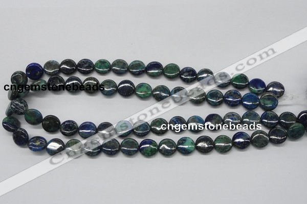 CCS63 16 inches 12mm flat round dyed chrysocolla gemstone beads