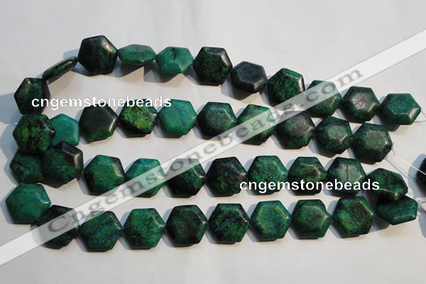 CCS675 15.5 inches 18*20mm hexagon dyed chrysocolla gemstone beads