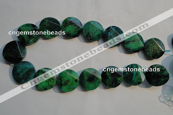 CCS677 15.5 inches 25mm faceted coin dyed chrysocolla gemstone beads