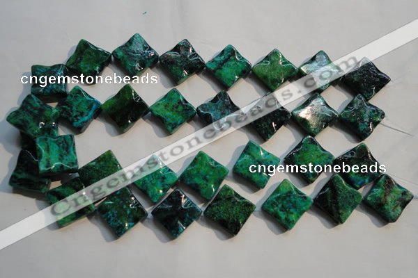 CCS685 15.5 inches 18*18mm wavy diamond dyed chrysocolla beads