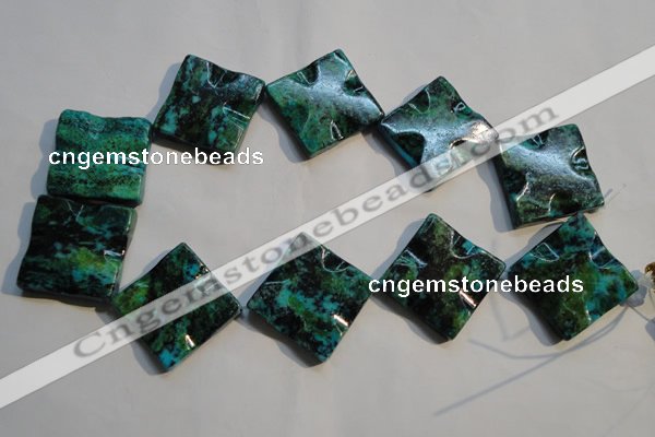 CCS688 15.5 inches 30*30mm wavy diamond dyed chrysocolla beads