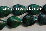 CCS691 15.5 inches 13*17mm flat teardrop dyed chrysocolla beads