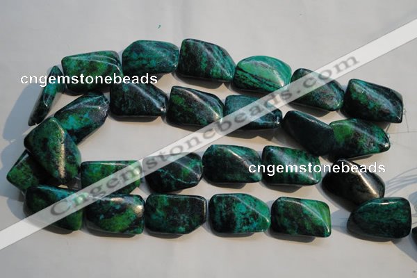 CCS706 15.5 inches 20*30mm twisted rectangle dyed chrysocolla beads