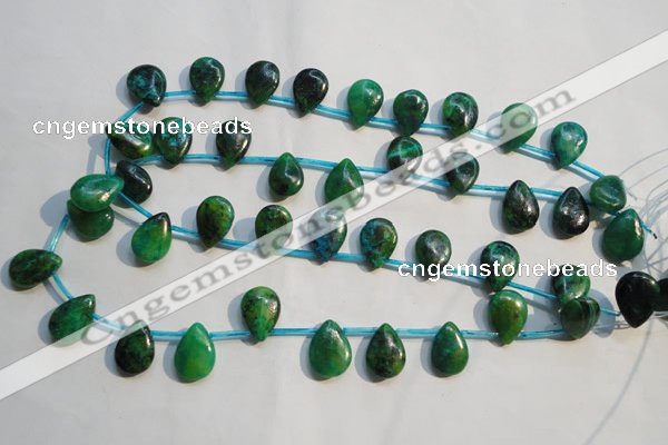 CCS712 Top-drilled 12*17mm flat teardrop dyed chrysocolla gemstone beads