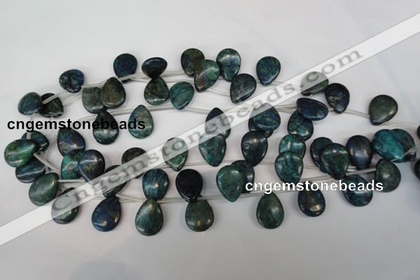 CCS92 Top-drilled 15*20mm flat teardrop dyed chrysocolla gemstone beads