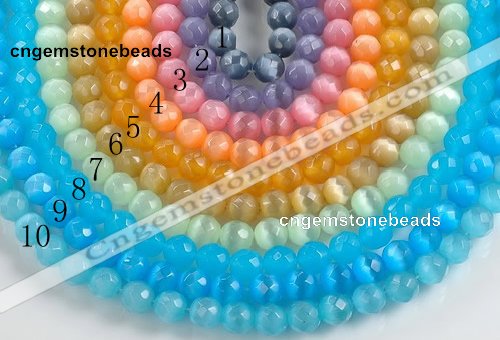 CCT01 Different color 10mm faceted round cat eye beads Wholesale