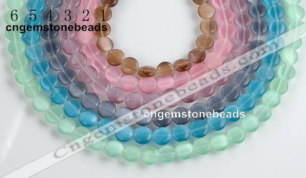 CCT04 10mm different color coin shape cats eye beads Wholesale