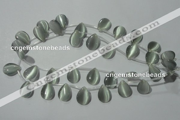 CCT1021 Top-drilled 13*18mm flat teardrop cats eye beads wholesale