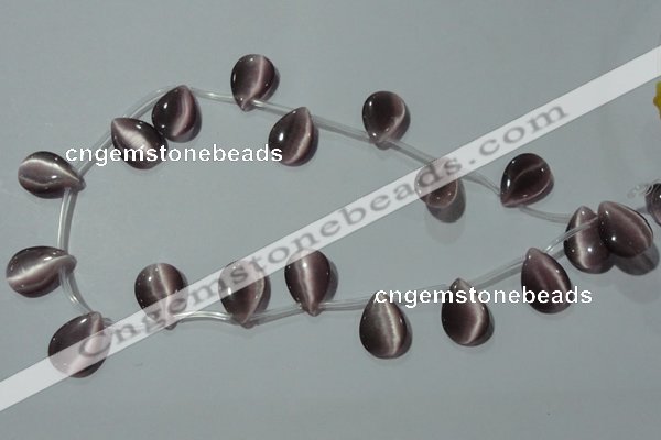 CCT1022 Top-drilled 13*18mm flat teardrop cats eye beads wholesale