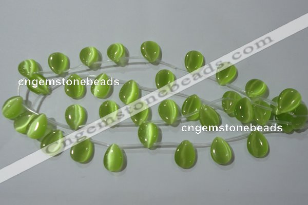 CCT1023 Top-drilled 13*18mm flat teardrop cats eye beads wholesale