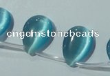 CCT1024 Top-drilled 13*18mm flat teardrop cats eye beads wholesale