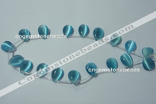 CCT1024 Top-drilled 13*18mm flat teardrop cats eye beads wholesale