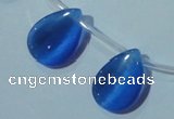 CCT1025 Top-drilled 13*18mm flat teardrop cats eye beads wholesale