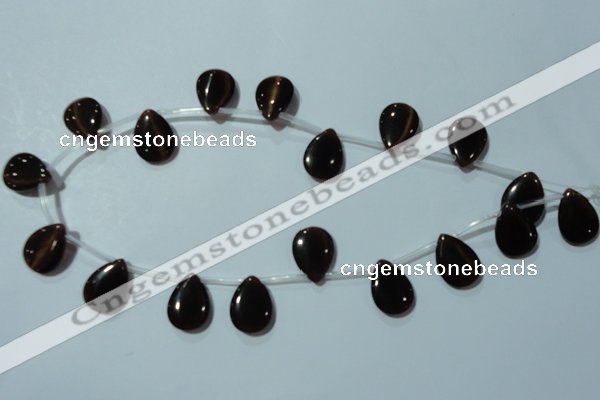 CCT1027 Top-drilled 13*18mm flat teardrop cats eye beads wholesale