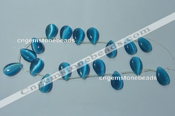 CCT1031 Top-drilled 14*22mm flat teardrop cats eye beads wholesale