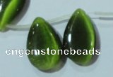 CCT1032 Top-drilled 14*22mm flat teardrop cats eye beads wholesale