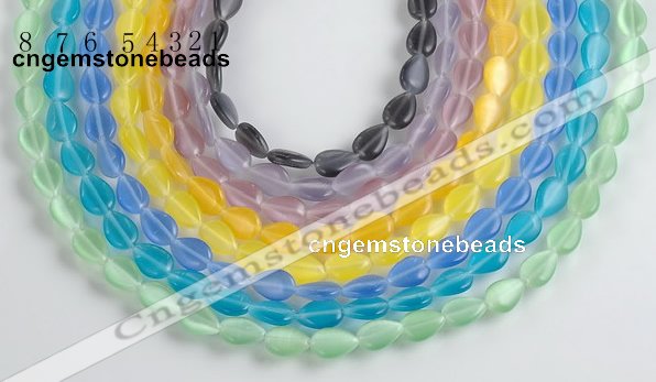 CCT12 14.5 inches 8*12mm flat teardorp cats eye beads Wholesale