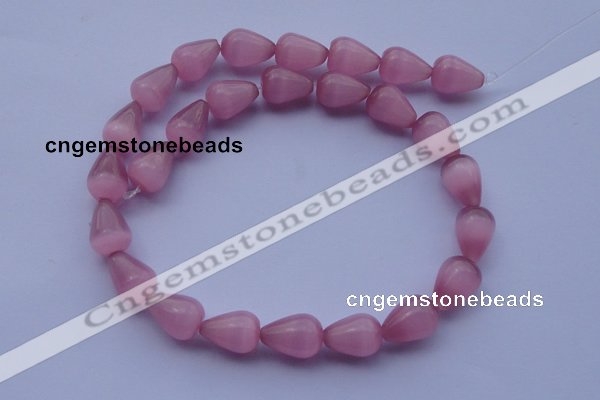 CCT17 14 inches 10*14mm teardrop pink cats eye beads wholesale