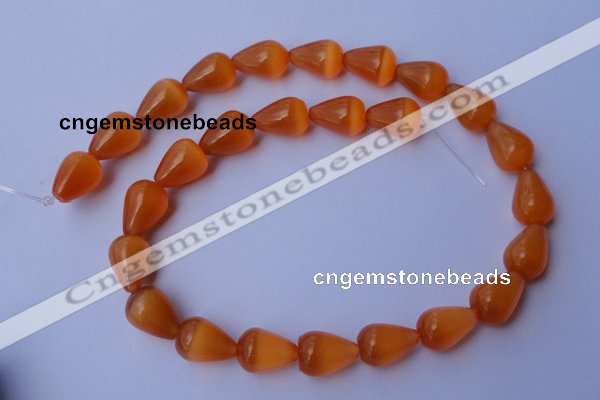 CCT18 14 inches 10*14mm teardrop orange red cats eye beads wholesale