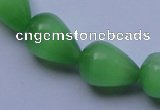 CCT19 14 inches 10*14mm teardrop green cats eye beads wholesale