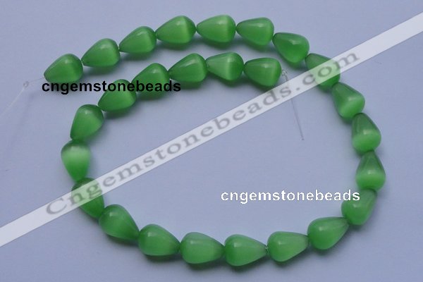 CCT19 14 inches 10*14mm teardrop green cats eye beads wholesale