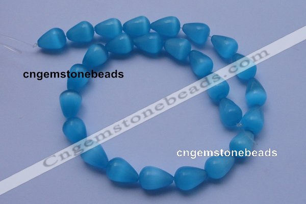 CCT20 14 inches 10*14mm teardrop navy blue cats eye beads wholesale