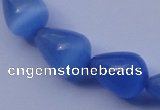 CCT21 14 inches 10*14mm teardrop ink blue cats eye beads wholesale