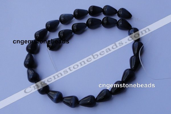 CCT23 14 inches 10*14mm teardrop black cats eye beads wholesale