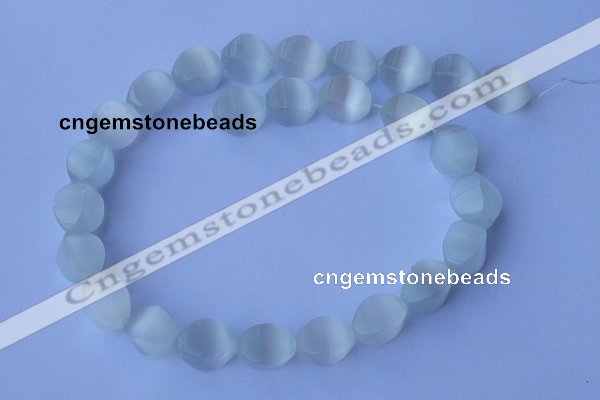 CCT24 14 inches 10*14mm twisted white cats eye beads wholesale