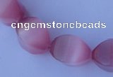 CCT25 14 inches 10*14mm twisted pink cats eye beads wholesale