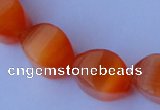 CCT27 14 inches 10*14mm twisted orange red cats eye beads wholesale